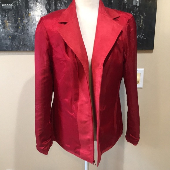 Nygard Red Zipper Front Soft Faux Suede Jacket w/Front Pockets and Wide Lapel-12 - Picture 5 of 16